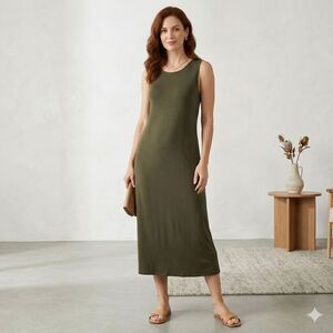 J.Jill Wearever Collection Sleeveless Knit Tunic Long Tank Olive Green